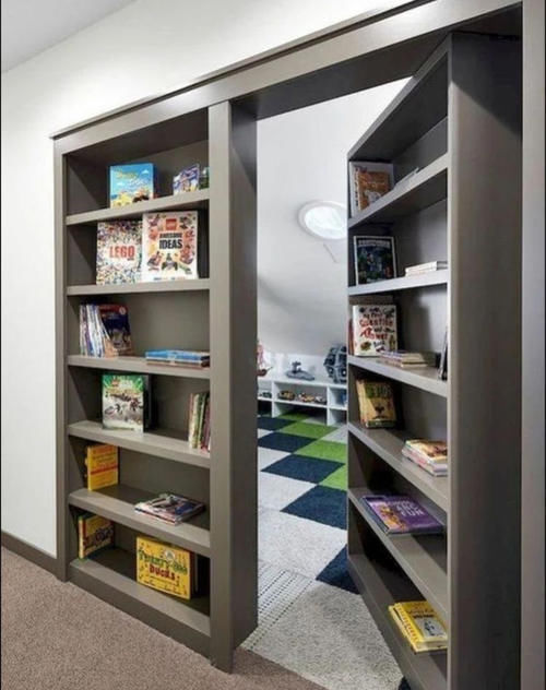 书架|隔断墙用书柜代替,直接把门藏在里面,进出房间就像在密室里穿梭