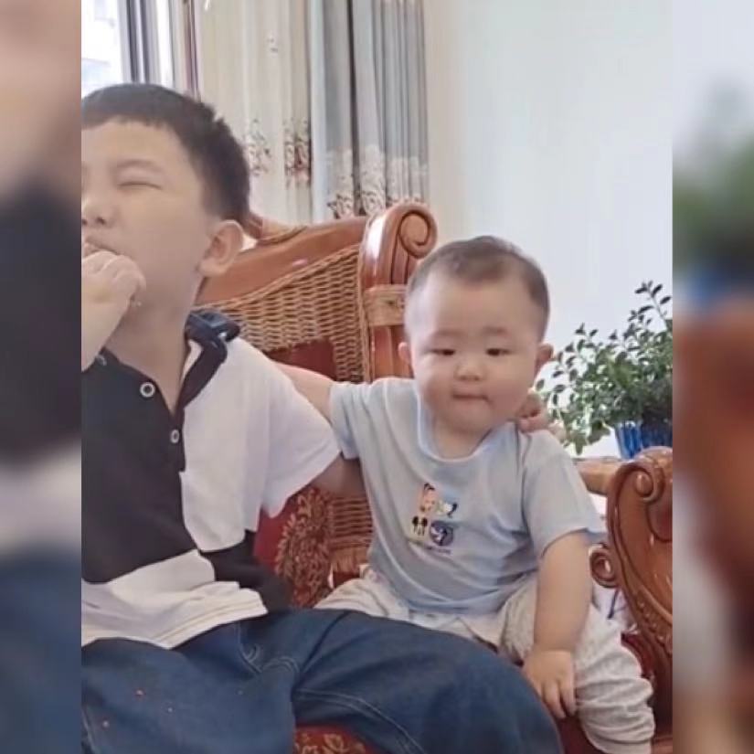 二宝|弟弟想吃哥哥手里的鸡腿,咽口水的样子萌翻了,网友:诱惑太大了