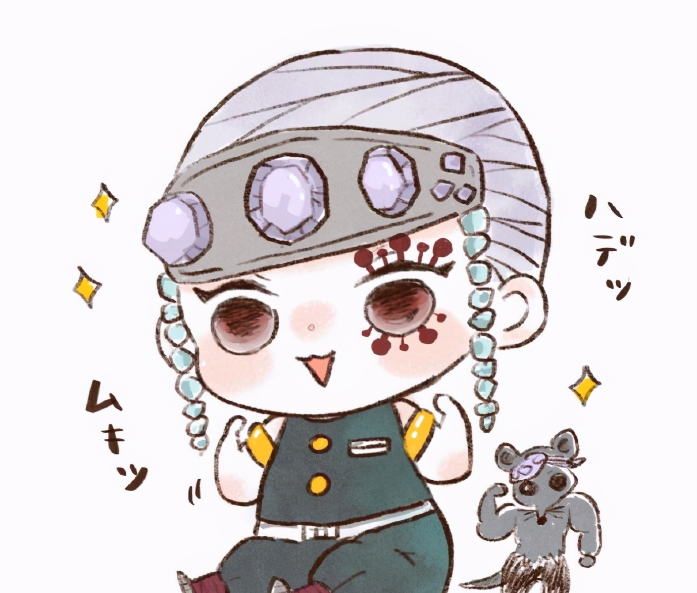 鬼灭之刃:Q版大头九柱,霞柱单恋炭治郎?你猜虫蛀会喜欢谁?