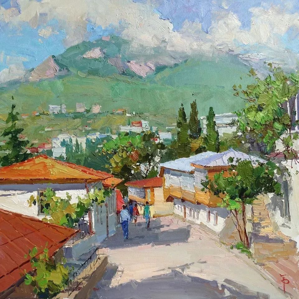 露台&不起眼的房子、简单的露台、普通的小路 他都画得如此出彩!