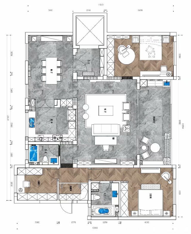 装修|79平现代风二居室,沙发后居然是开放式书房