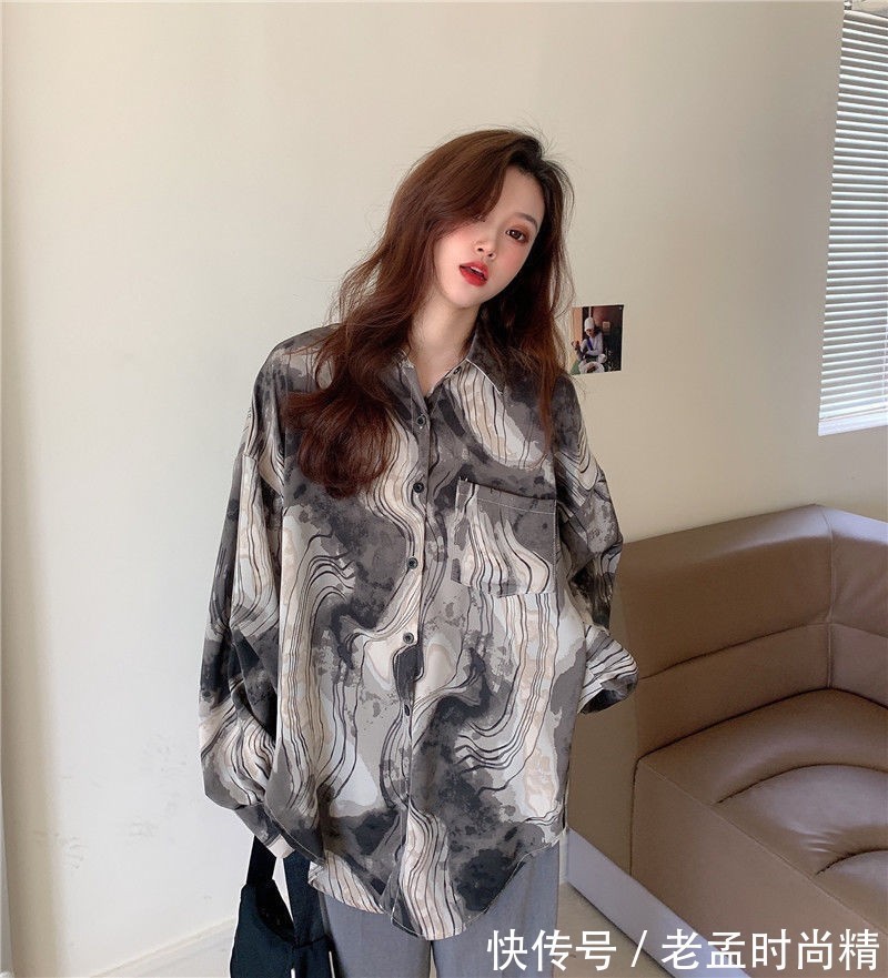 色系 秋季港风长袖衬衫,复古拽姐风情,让人心动的瞬间