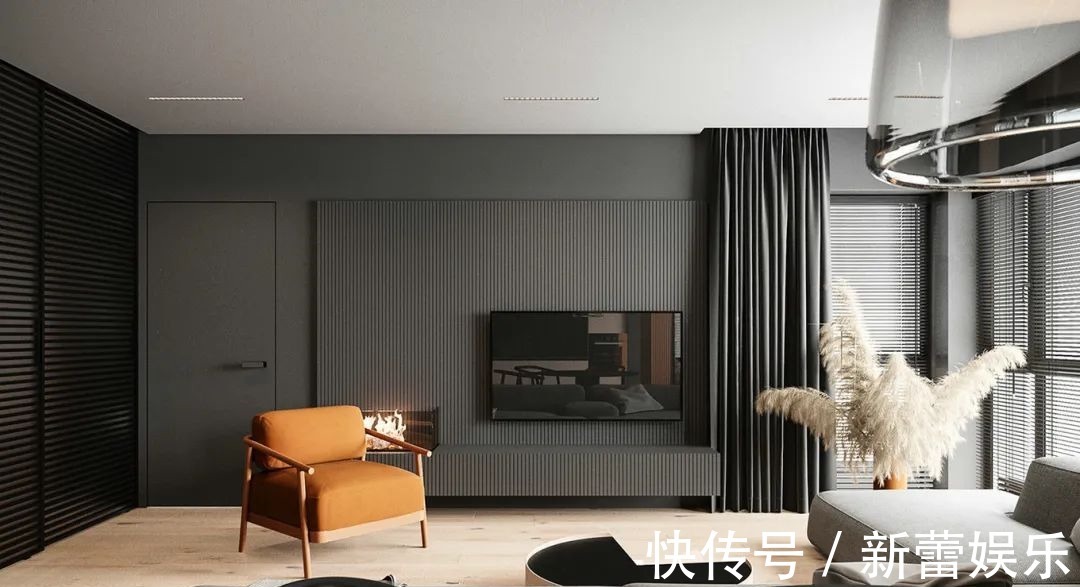 衣帽间|70㎡现代简约,沉稳高级灰,以橙色点缀,营造安静优雅的美