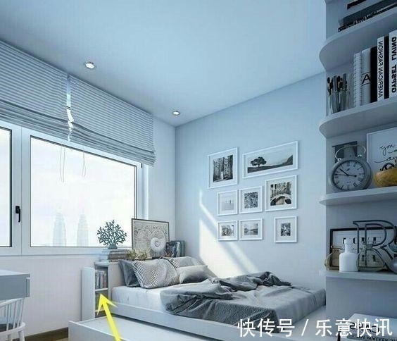 窗户|床头不得已靠窗,一招化解:加一字形20cm宽矮台面,也当床头柜用