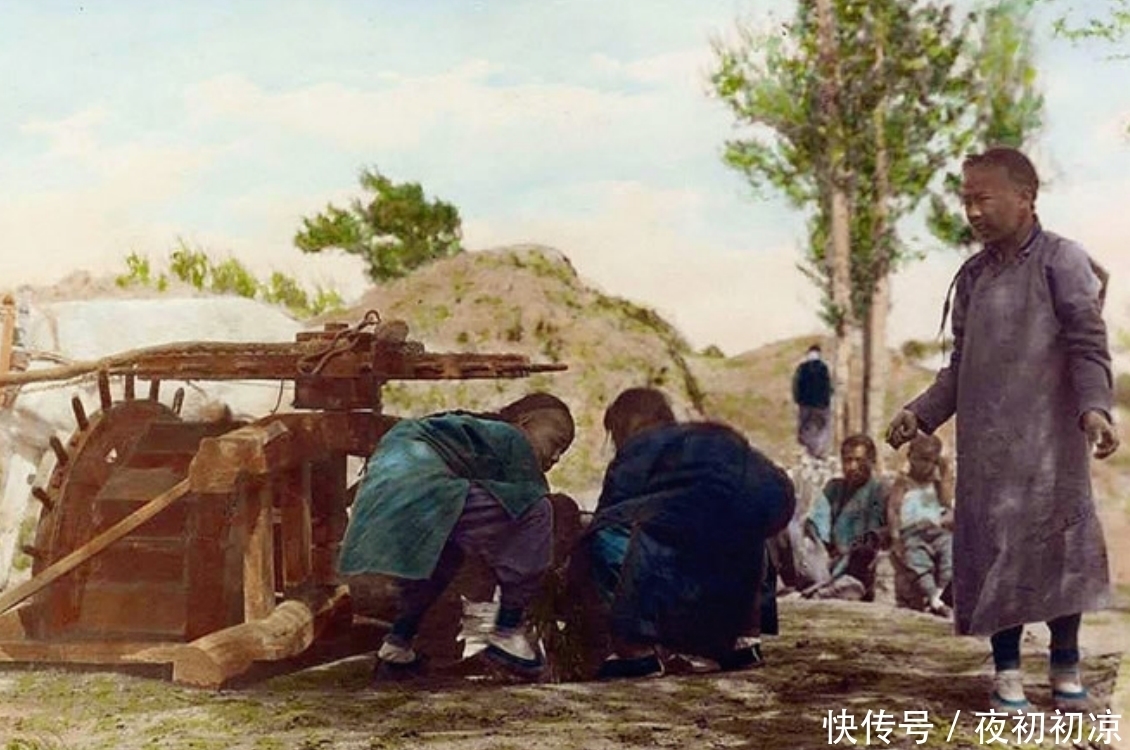 晚清|晚清彩色老照片:清朝的冰面运输队,美丽清秀的民间女子!