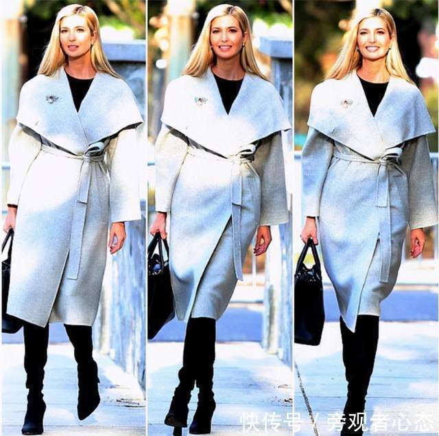 高级|伊万卡一到冬天就离不开大衣,光腿穿高跟鞋太扛冻,气质却很高级