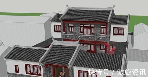 半山腰|喜庆的四合院设计,家里的宅基地小也可以盖,很适合农村