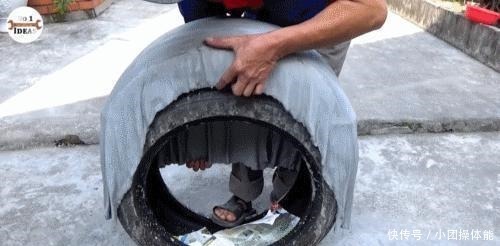 鱼池|这个人挺聪明,用轮胎和桌布改造成精美鱼池,为啥我就想不到!