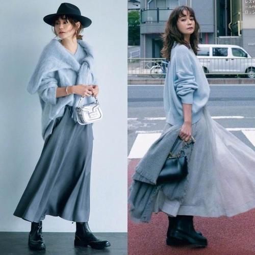 配色 秋天要多穿“灰蓝色”,6个配色方案,把它的“优雅气质”穿出来
