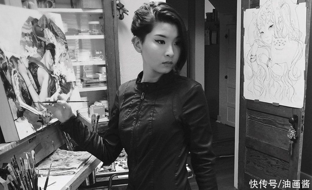 素描&韩风画家把女人画得像花一样美,看素描画,就知道是位高手