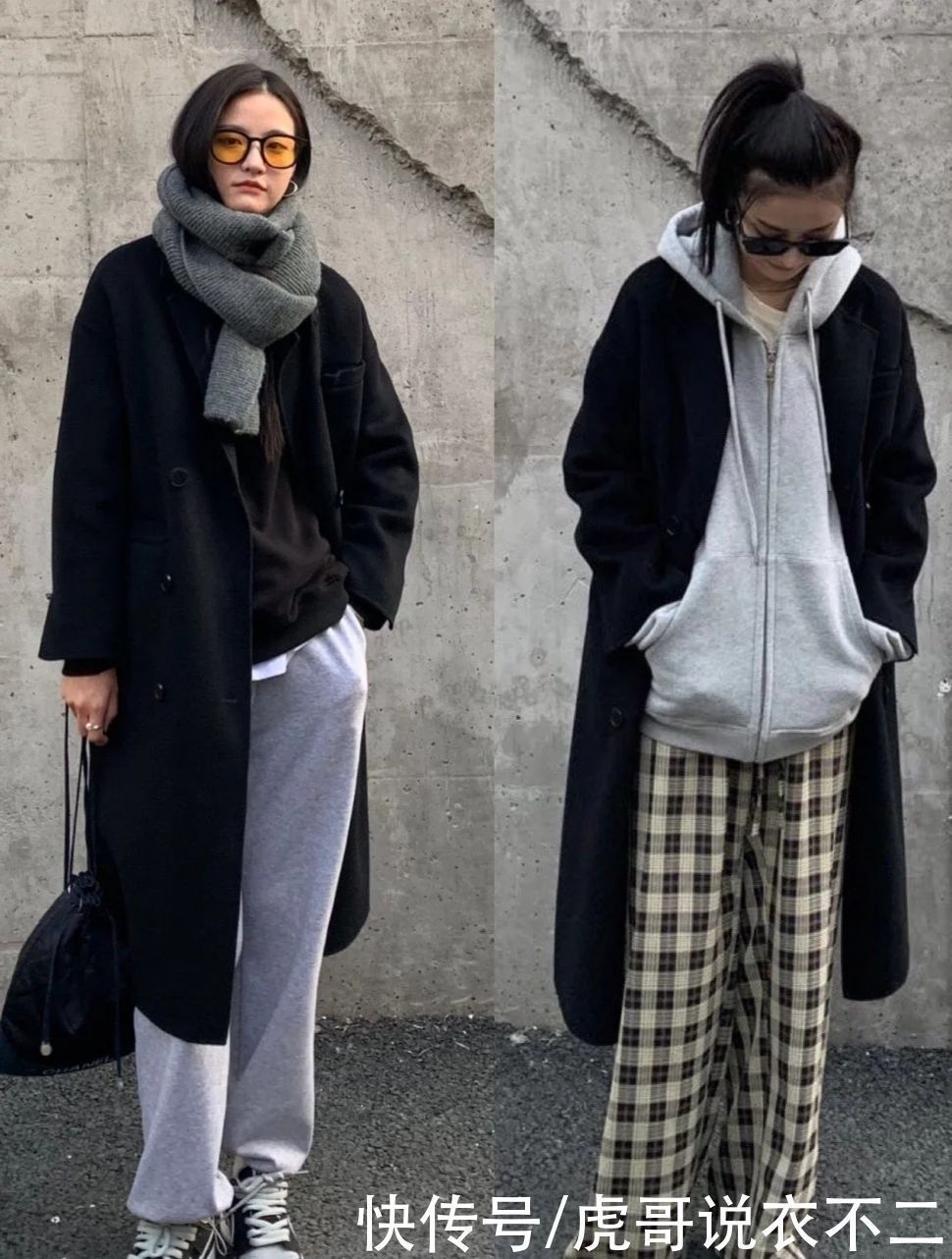 博主 大衣在配不在多,学韩国博主一衣多穿,一件黑大衣一周穿搭不重复