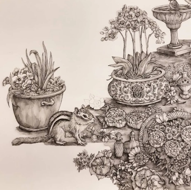 针管笔$全球最抠女画家,用针管笔惊艳世界,这细节和线条让人惊叹不已!