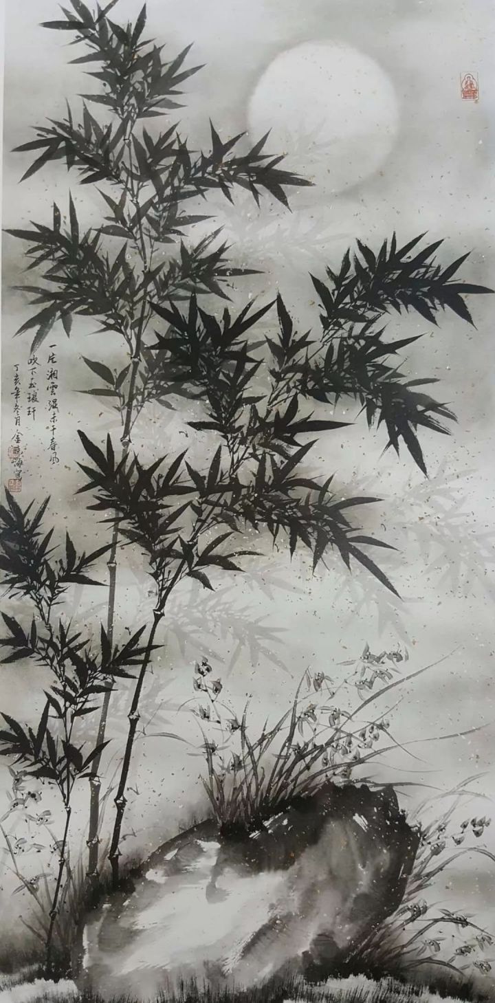 花鸟$金晓海用笔墨创造了一个幽静典雅、诗情禅境的水墨花鸟世界