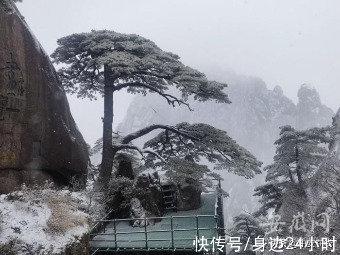 摄影|黄山风景区雪景初现!降雪仍在持续