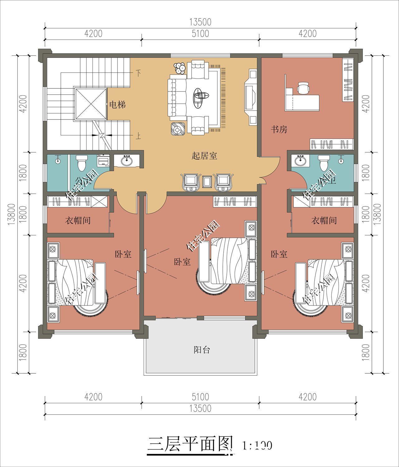 户型|13×13米四层农村别墅，大家庭建房首选，12间卧室绝对够住