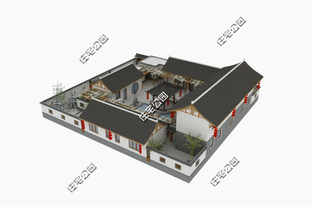 羡慕|中式农村合院23X25米，超大庭院，让中国农村建房的羡慕坏了