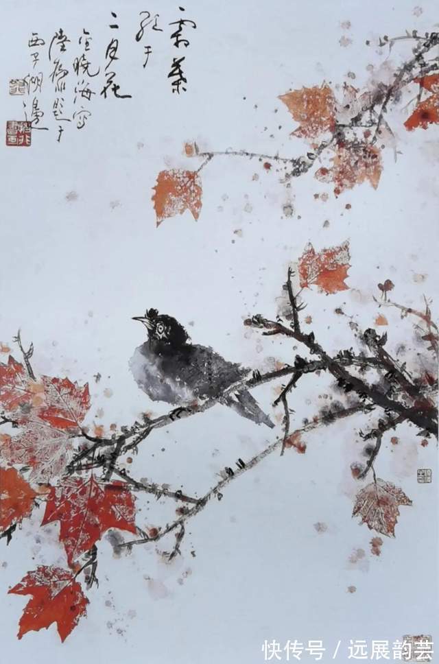 画家#著名画家金晓海“迎元旦”花鸟画作品赏析