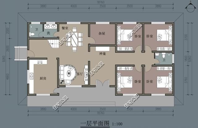 建筑|给农村父母盖养老房，这10套小平层真心不错，神龛堂屋火炕全都有