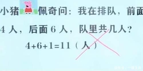 王女士|“排队时前面4人后面6人，队里共几人？”孩子答11人，被老师打叉