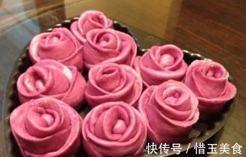 纯牛奶|紫薯玫瑰包的家常做法，简单好做，家里老人小孩都爱吃