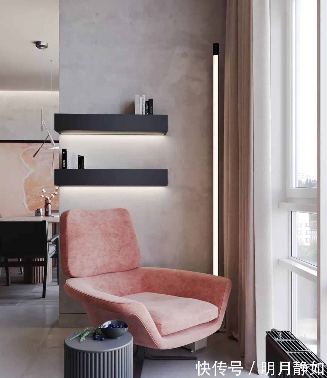 深灰色|180㎡现代简约,满屋的高级灰,橘粉色的点缀,低调时尚好高级