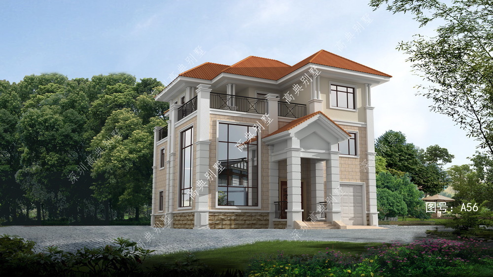 包工|简单的三层欧式别墅，户型方正大气，外观设计精巧。