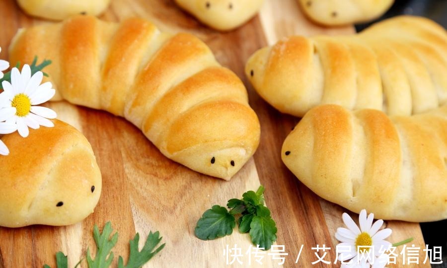 黑芝麻|【野炊】超萌的蜜豆夹心毛毛虫面包