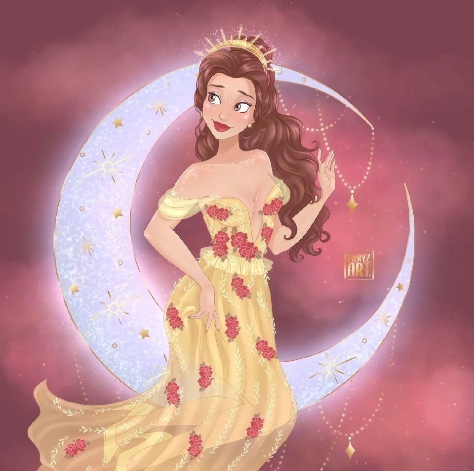 白雪公主|迪士尼公主月亮新装,茉莉公主尝试黑色,花木兰化身夜行侠客