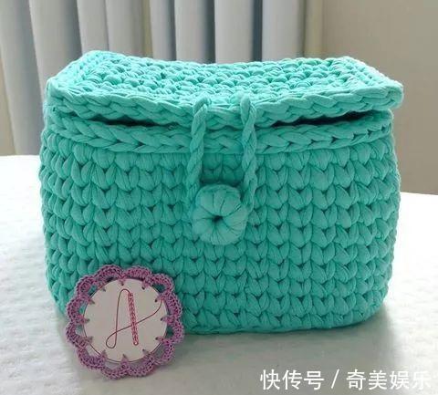 旧衣服剪几刀，制作布条线，拿来钩编收纳盒，非常实用！附教程