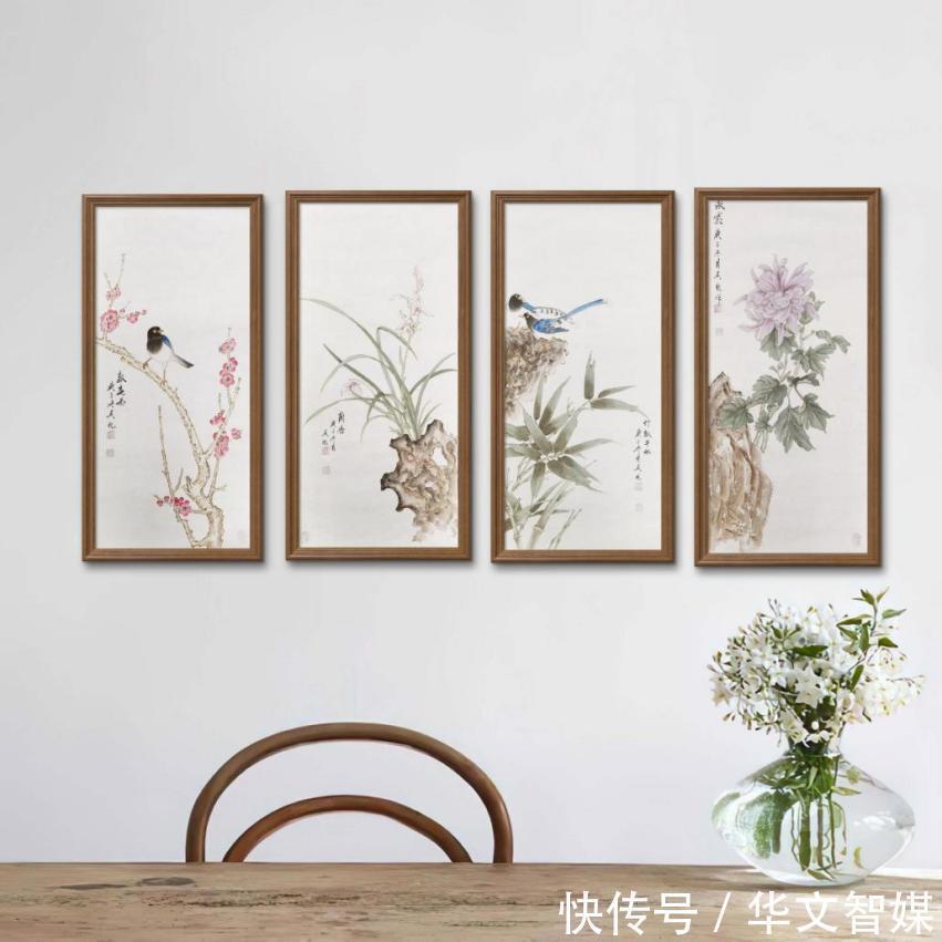 兰花!家中挂上这组四条屏,可助你培养君子品性