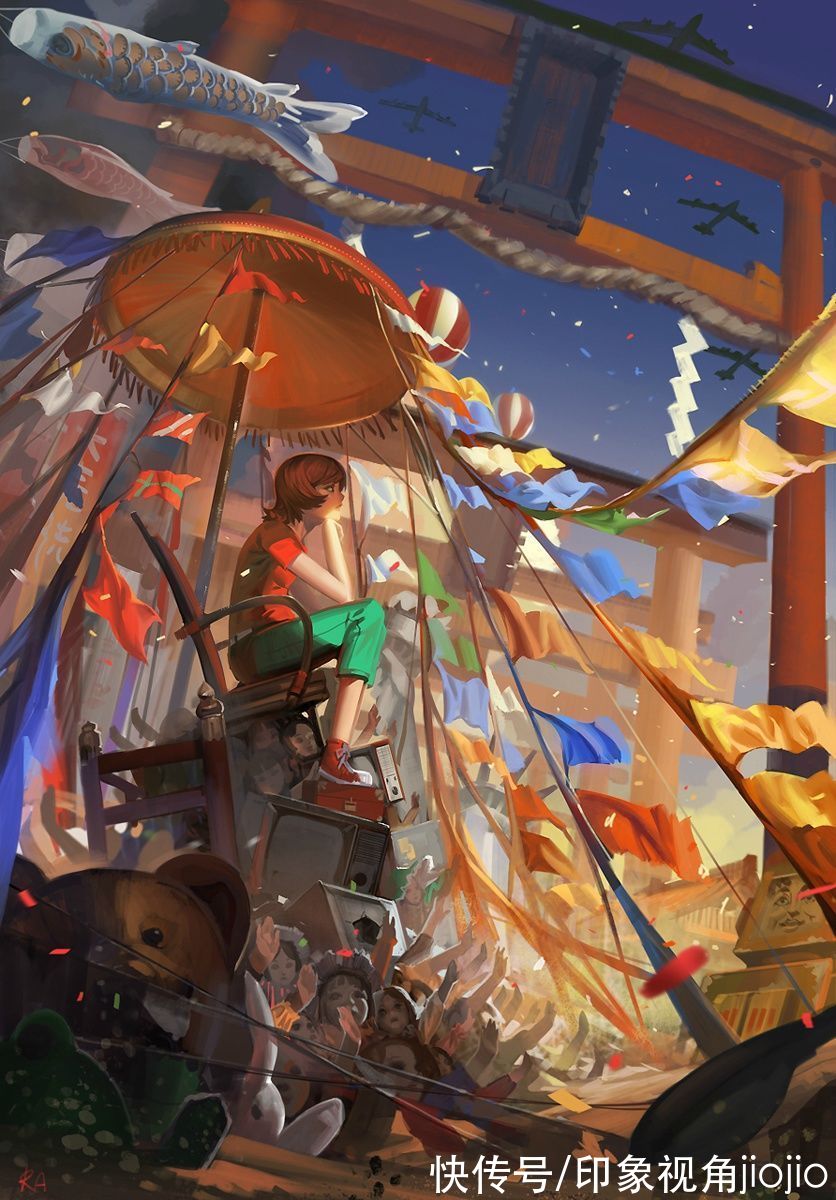 油画|油画质感与天真萝莉相结合的插画，非常的明亮生动