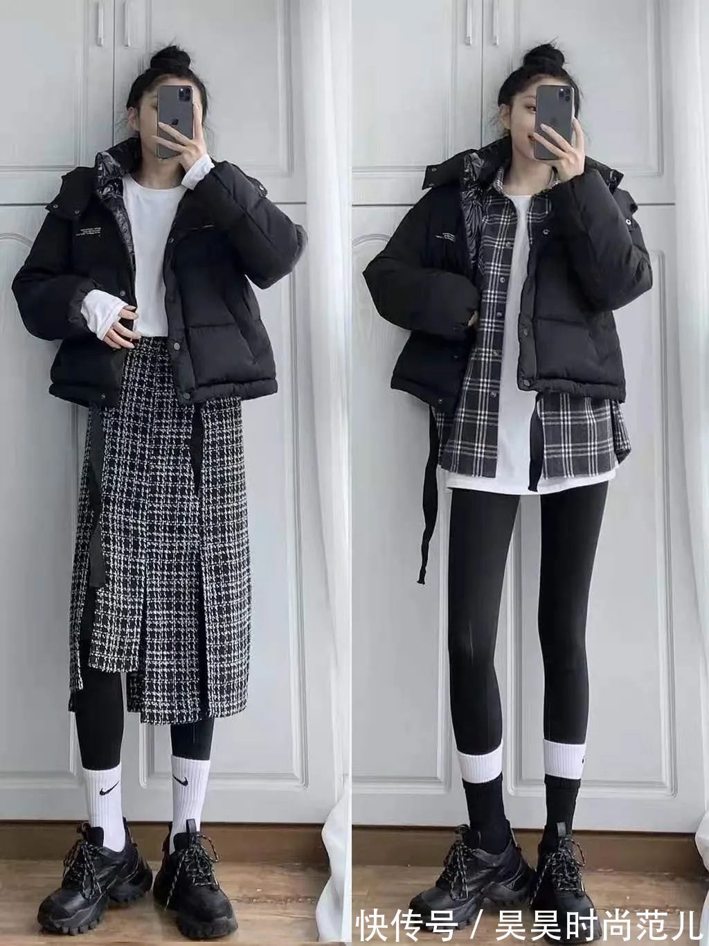 时髦 普通的打底裤已经不流行了,今年冬天用鲨鱼裤打底,时髦又显身材