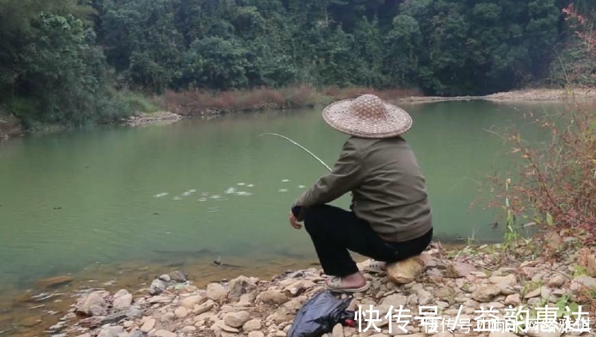 军鱼|山居老伯钓鱼,竹子做竿,蟑螂做饵,可钓的鱼一百一条