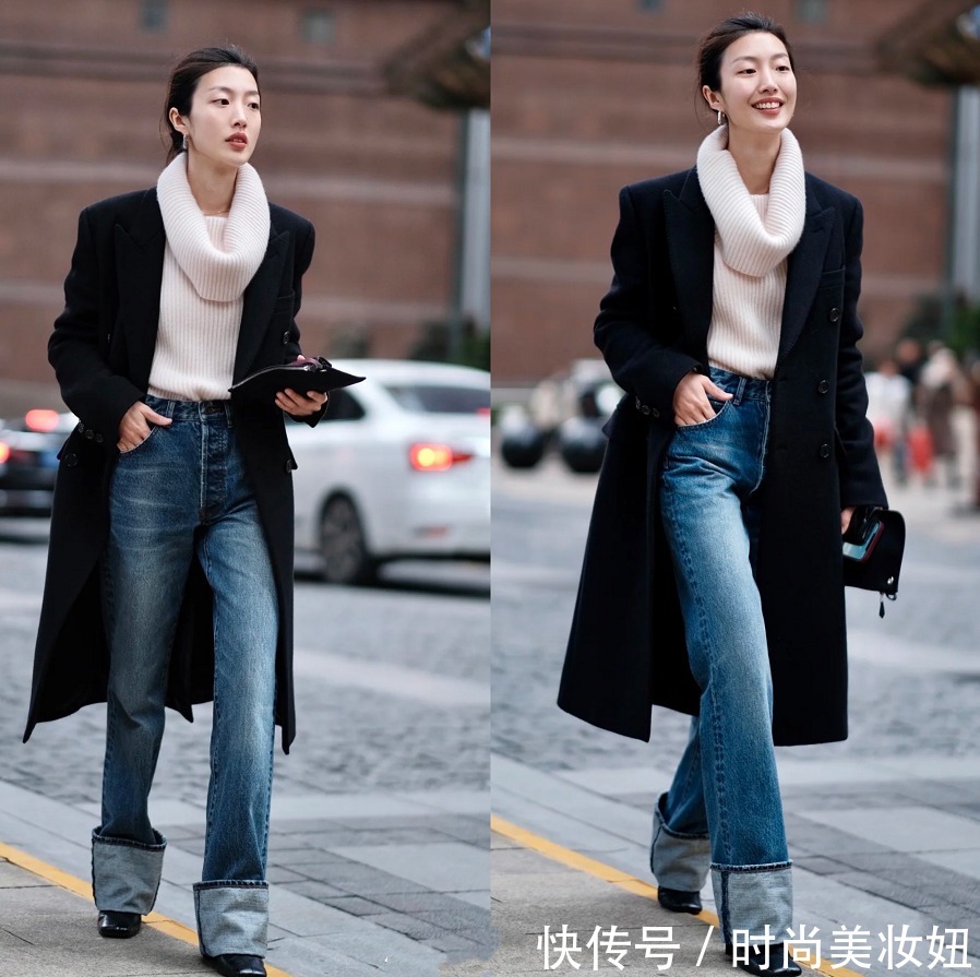 时髦 为何你穿“黑色大衣”这么老气?来看她们的穿搭,高级又时髦