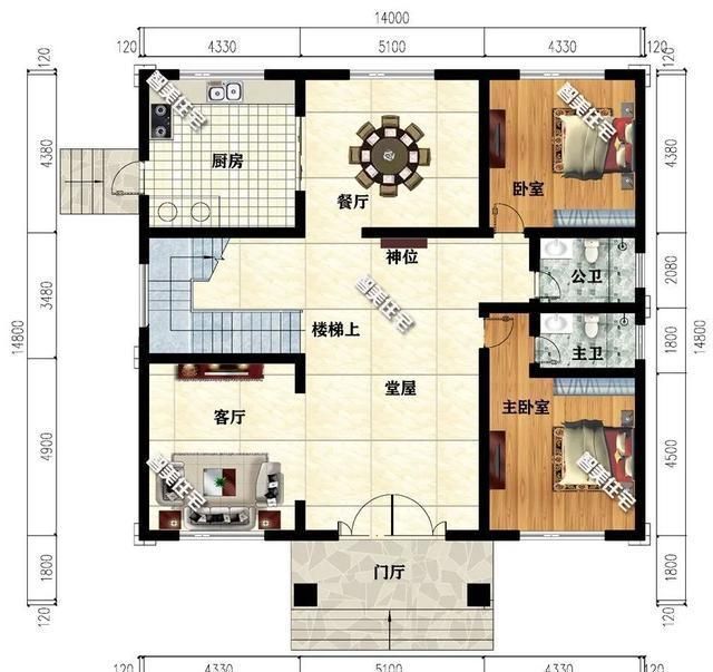 别墅|室内配堂屋，一二层都带厨房的别墅户型，外形都很漂亮