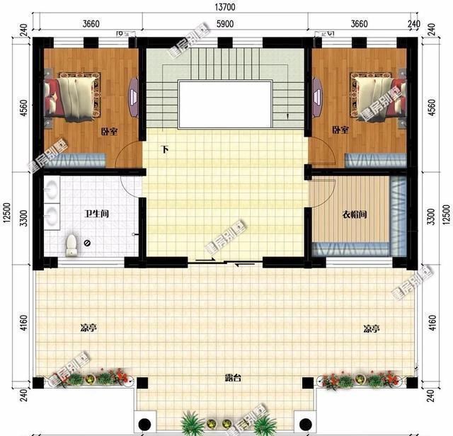 三室|两栋客厅居中放,挑空设计的欧式别墅,盖房就该气派点
