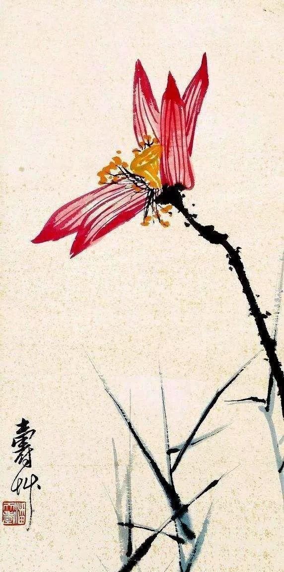 齐白石!他画荷花墨色简练,简单几笔足够学一辈子,专家却表示不服气?