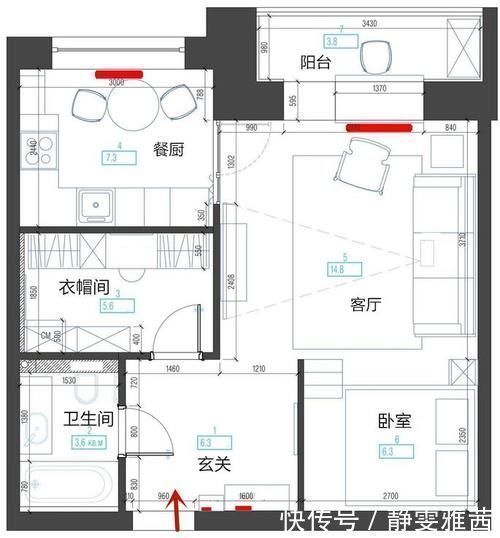 功能区|努力买了一套47㎡，虽小但住着踏实，还有衣帽间空间丝毫不浪费