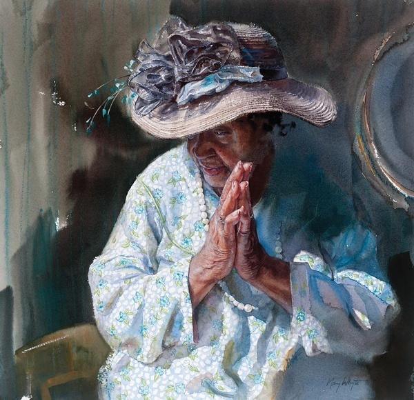 画标$美国水彩人物画家玛丽怀特:一张A4大小的水彩画标上万美元