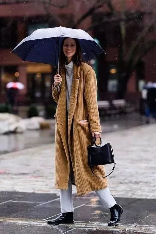 短靴|棕色大衣搭配靴子,时髦显气质,照穿就美!