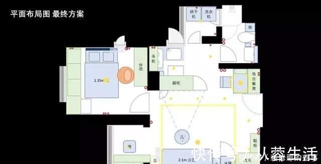 客厅|43平小公寓:客厅投影代替电视,阳台变书房,开放式格局真宽敞!