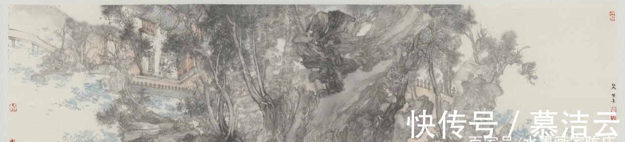 中国艺术$贺喜水墨山水画,以传统的笔墨现代的构成,奏出超脱尘世间的梵音