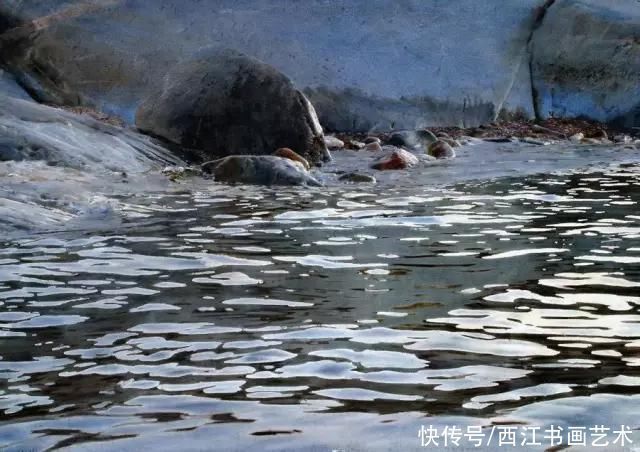 克拉科夫$这位瑞典水彩画家把海边的石头质感画得好极了