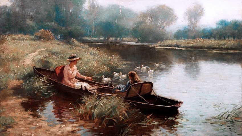 洛克#英国画家威廉·凯·布莱克洛克自然视野和乡村生活的女性人物油画作品欣赏