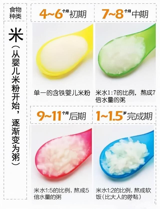 小米油|6-12个月宝宝辅食性状演变过程，不同月龄吃法不同，父母可收藏