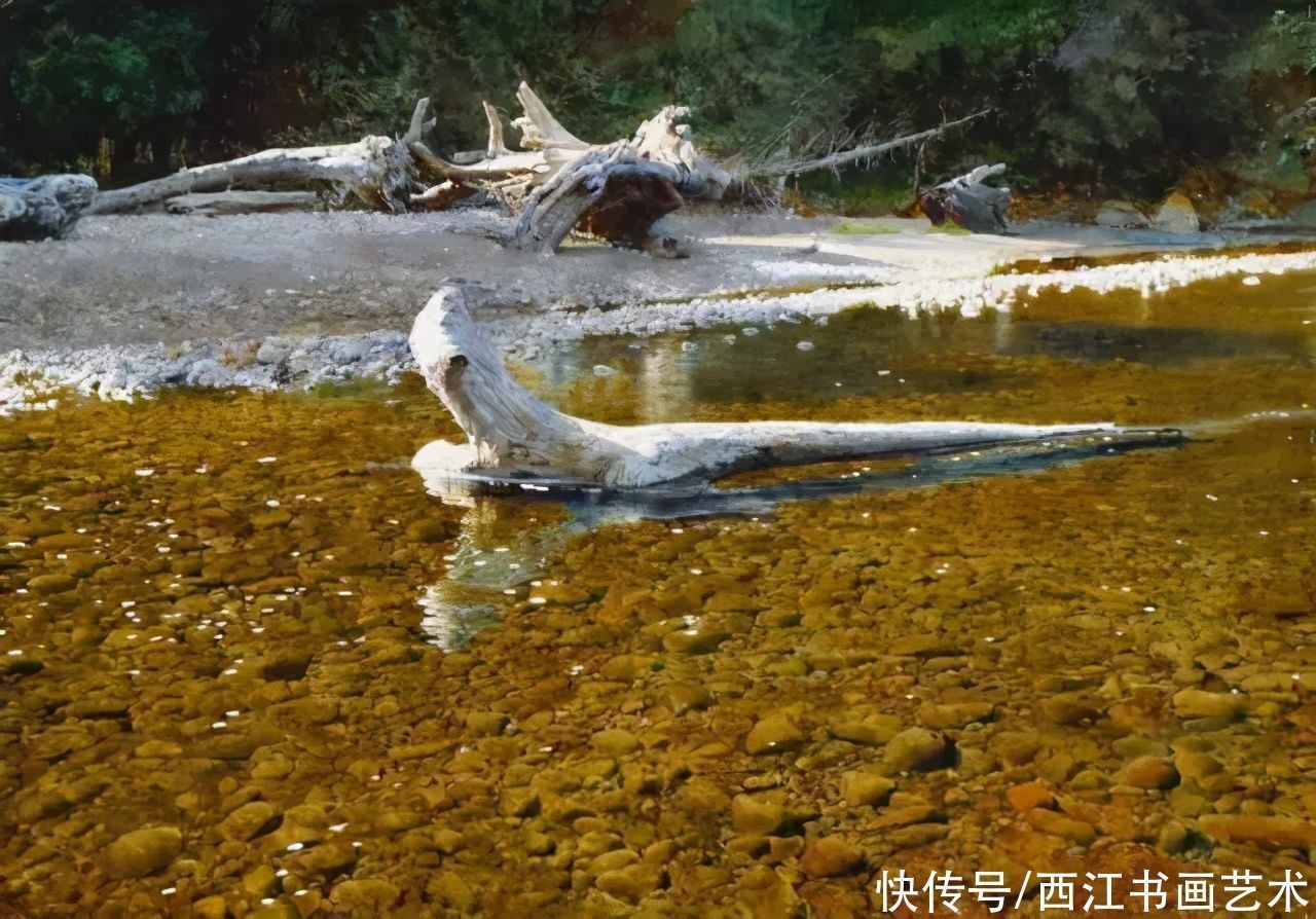 克拉科夫$这位瑞典水彩画家把海边的石头质感画得好极了