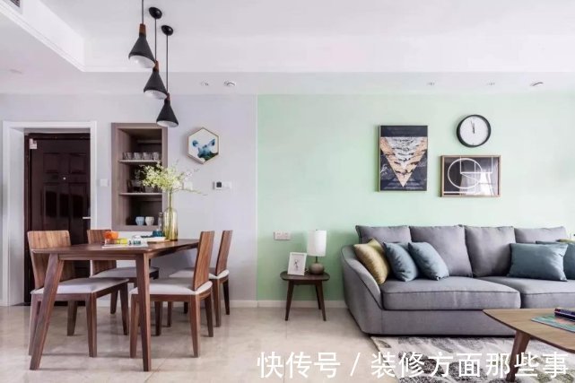 餐酒柜|96平现代风二居室，客餐厅连在一起协调又耐看