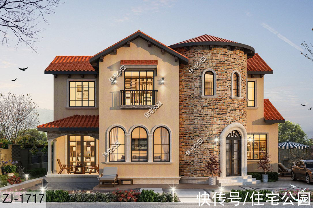 农村|3室2厅还带书房,农村盖一栋这样的二层别墅,绝对有面子