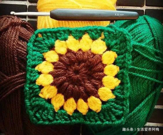 毛线钩针编织向日葵合集，DIY手工编织附图解教程