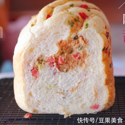 沙拉酱|香葱火腿肉松吐司(面包机版)